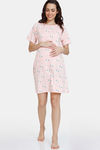 Zivame Maternity Cotton Knee Length Nightdress - English Rose — thumbnail 2